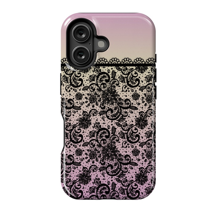 iPhone 16 StrongFit Black lace Purple Ombre by Quirk It Up