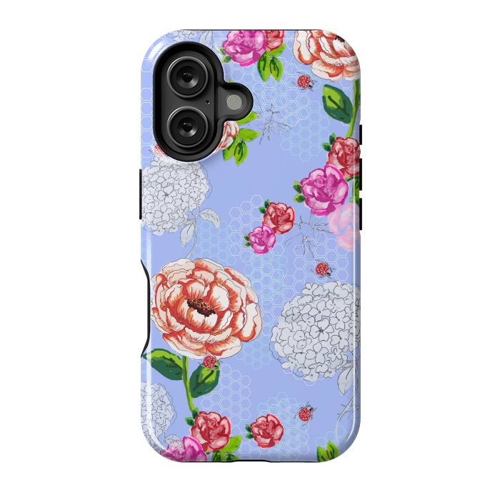 iPhone 16 StrongFit Bee Garden Blue by MUKTA LATA BARUA