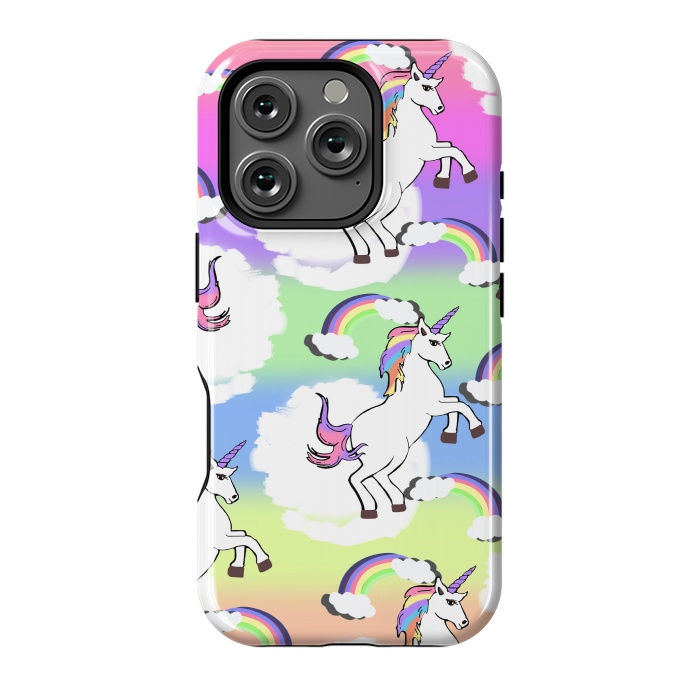 iPhone 16 Pro StrongFit Rainbow Unicorns by MUKTA LATA BARUA