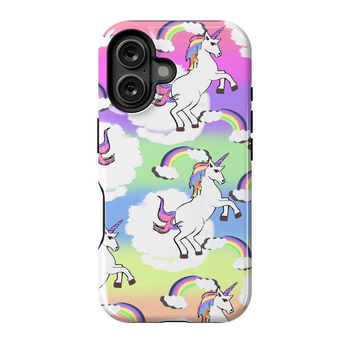 iPhone 16 StrongFit Rainbow Unicorns by MUKTA LATA BARUA