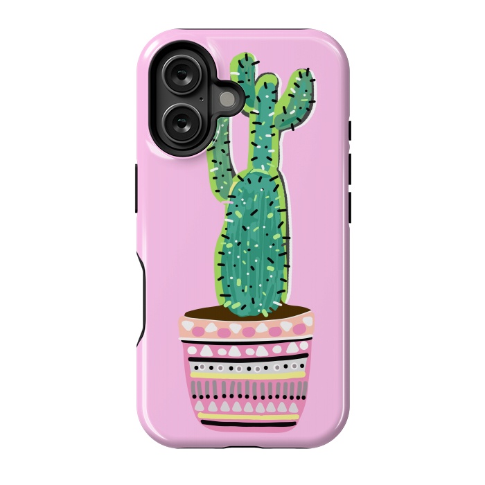 iPhone 16 StrongFit Pink Cacti by MUKTA LATA BARUA