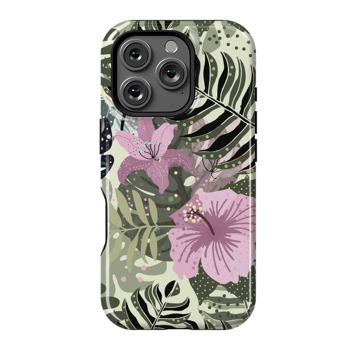 iPhone 16 Pro StrongFit Pastel Green Pink Aloha Tropical Jungle by  Utart