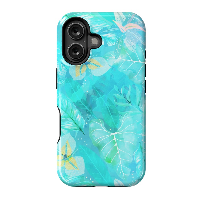 iPhone 16 StrongFit Teal Aloha Jungle by  Utart