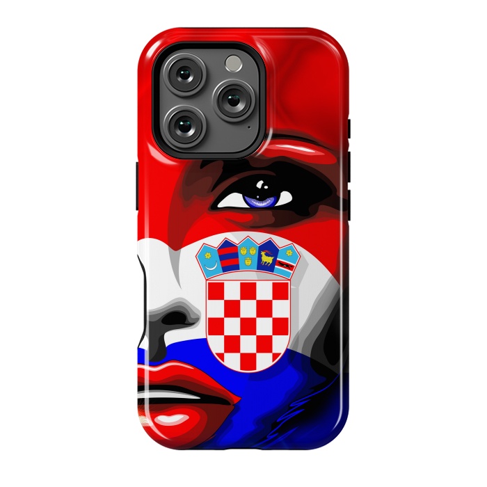 iPhone 16 Pro StrongFit Croatia Flag Beautiful Girl Portrait by BluedarkArt