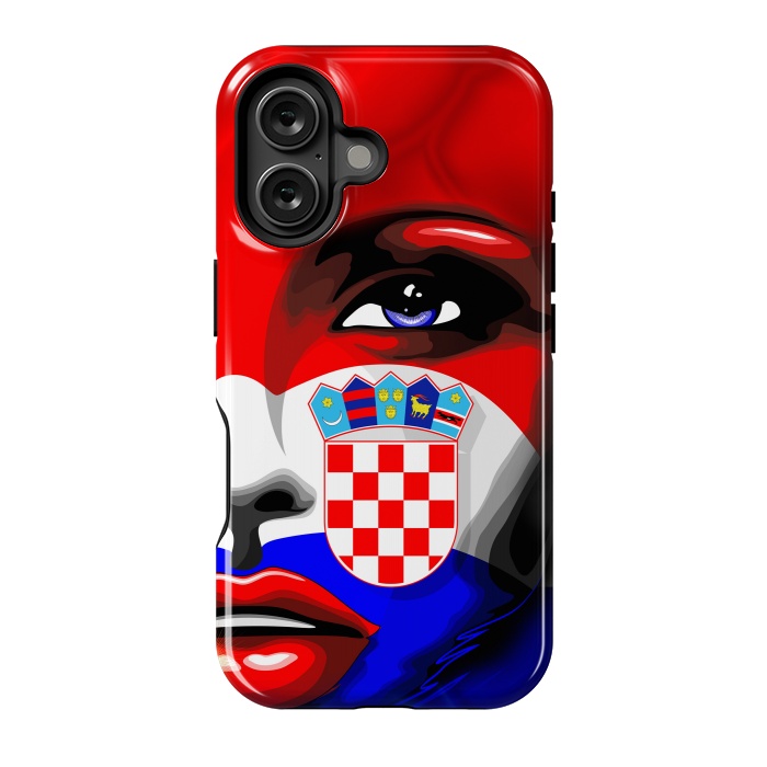 iPhone 16 StrongFit Croatia Flag Beautiful Girl Portrait by BluedarkArt