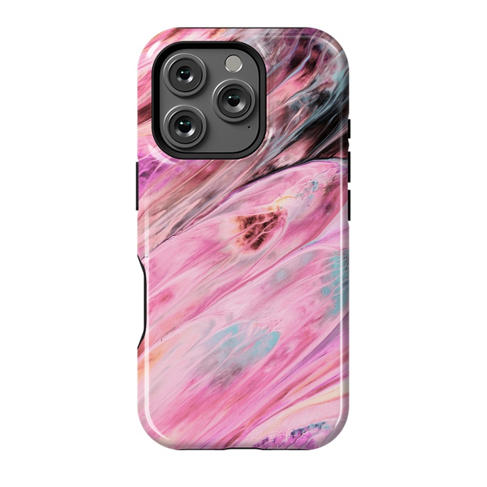 iPhone 16 Pro StrongFit Pink and Black Ink Marble by  Utart