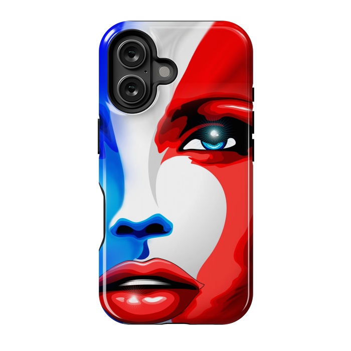 iPhone 16 StrongFit France Flag Beautiful Girl Portrait by BluedarkArt