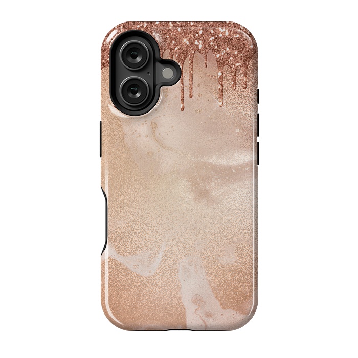 iPhone 16 StrongFit Copper Glitter Rain by  Utart