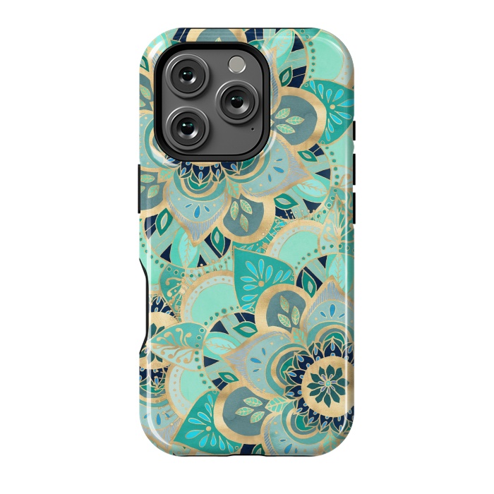 iPhone 16 Pro StrongFit Emerald and Gold Mandalas by Tangerine-Tane