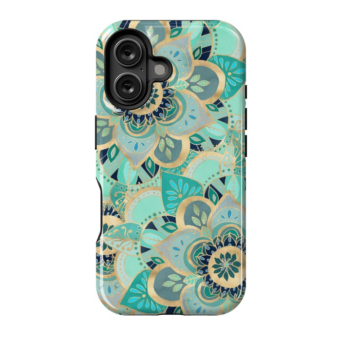 iPhone 16 StrongFit Emerald and Gold Mandalas by Tangerine-Tane