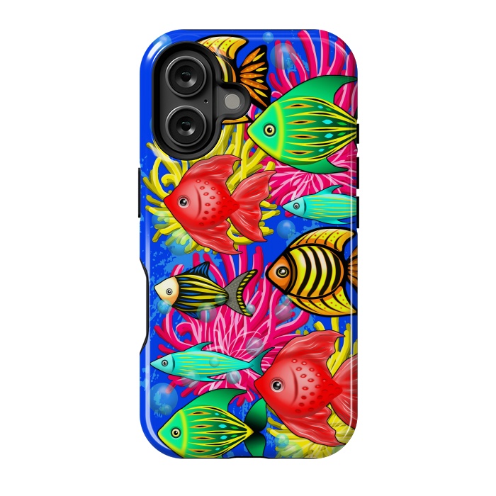 iPhone 16 StrongFit Fish Cute Colorful Doodles  by BluedarkArt