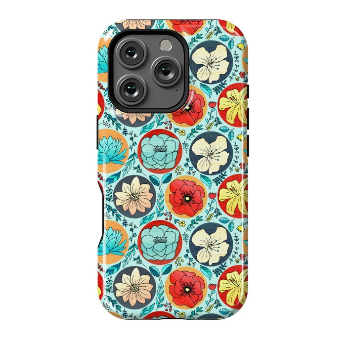 iPhone 16 Pro StrongFit Polka Dot Floral On Navy  by Tigatiga