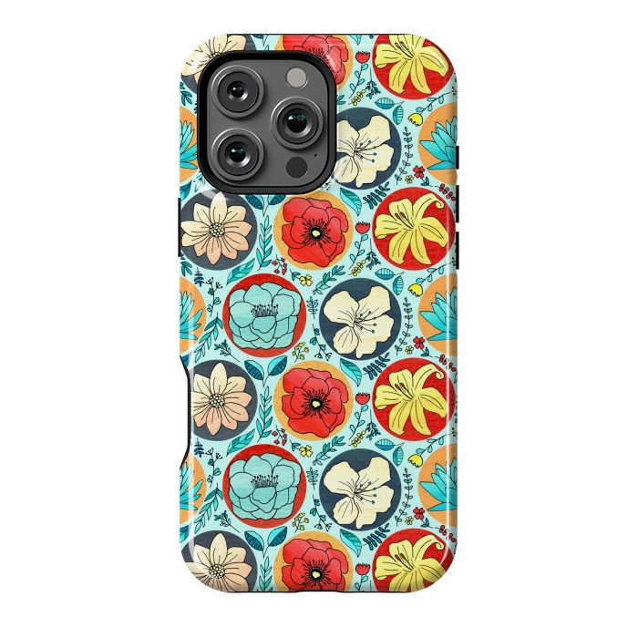 iPhone 16 Pro Max StrongFit Polka Dot Floral On Navy  by Tigatiga