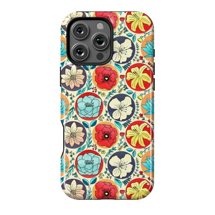 iPhone 16 Pro Max StrongFit Polka Dot Floral On Cream by Tigatiga