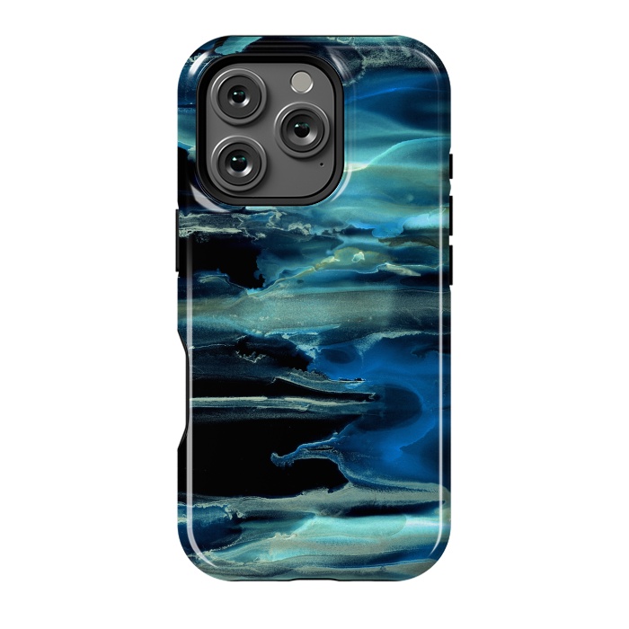 iPhone 16 Pro StrongFit Phosphorescent Midnight Tide  by Tigatiga