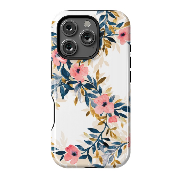 iPhone 16 Pro StrongFit Spring Blossom Watercolor Wreath by Micklyn Le Feuvre