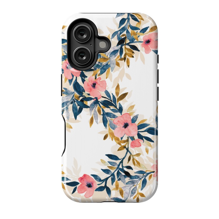 iPhone 16 StrongFit Spring Blossom Watercolor Wreath by Micklyn Le Feuvre