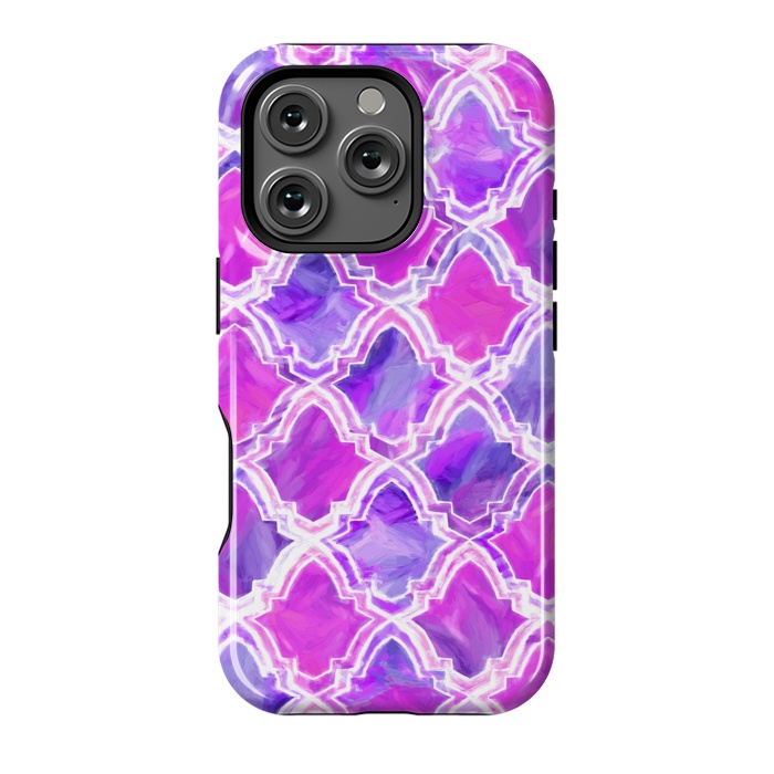 iPhone 16 Pro StrongFit Marrakesh Inspired Moroccan In Magenta & Purple by Tigatiga