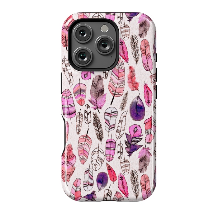 iPhone 16 Pro StrongFit Pink Feathers  by Tigatiga