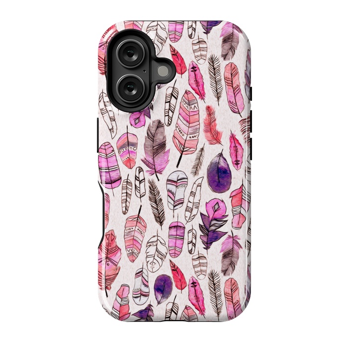 iPhone 16 StrongFit Pink Feathers  by Tigatiga