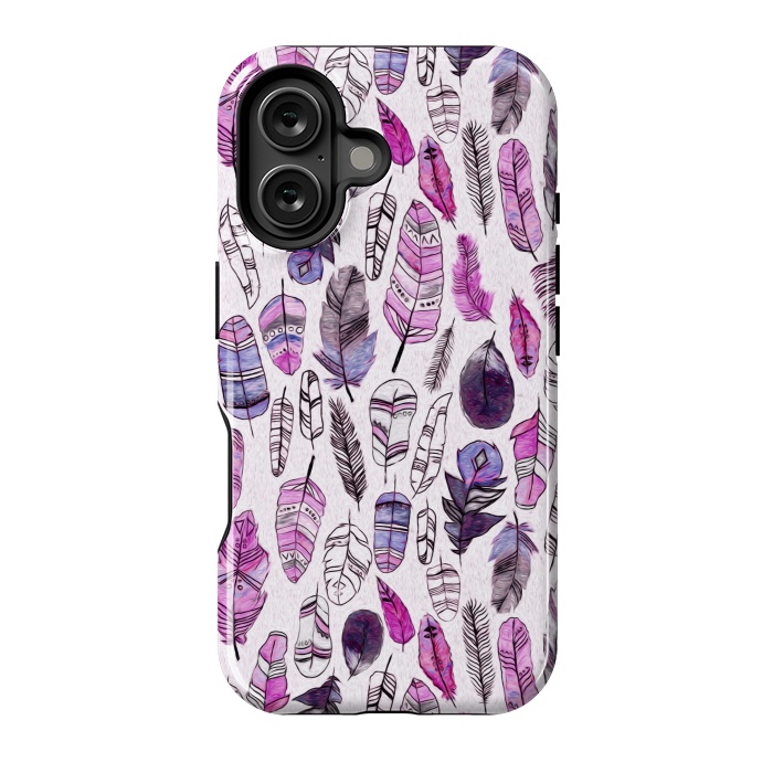 iPhone 16 StrongFit Purple Feathers  by Tigatiga