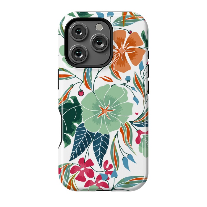 iPhone 16 Pro StrongFit Minty + Rust Floral by Uma Prabhakar Gokhale