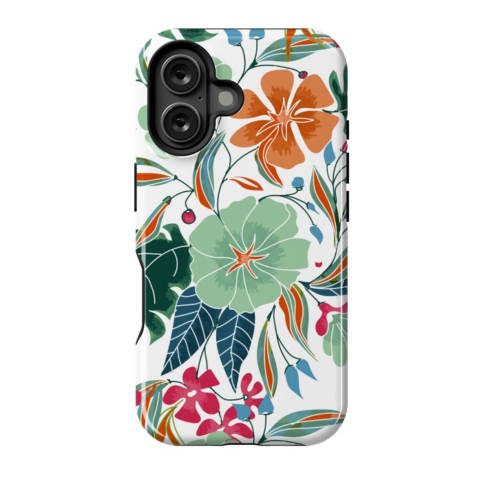 iPhone 16 StrongFit Minty + Rust Floral by Uma Prabhakar Gokhale