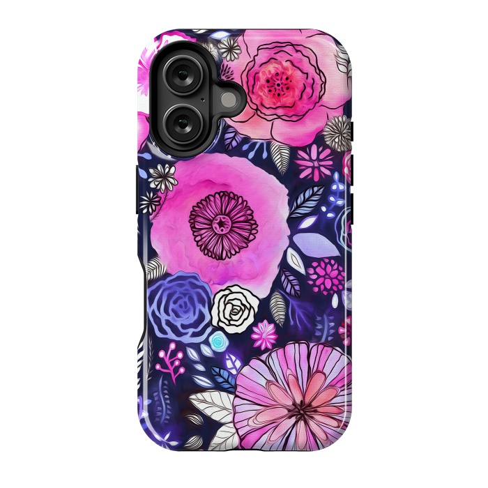 iPhone 16 StrongFit Magenta Floral Mix  by Tigatiga