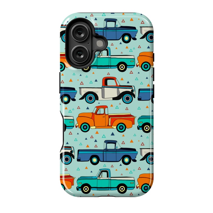 iPhone 16 StrongFit Bright Vintage Trucks  by Tigatiga