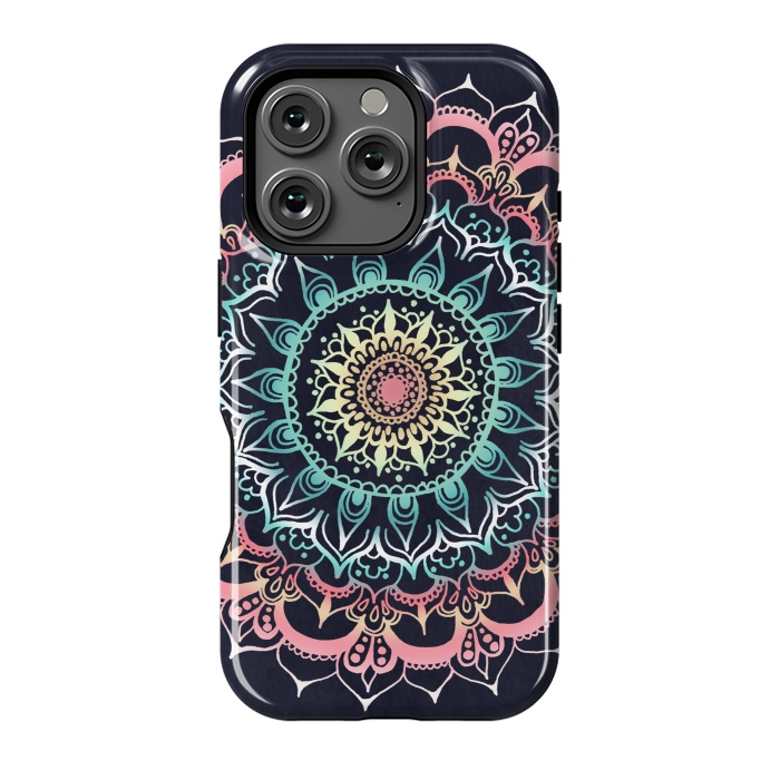 iPhone 16 Pro StrongFit Glow Mandala on Navy by Tangerine-Tane