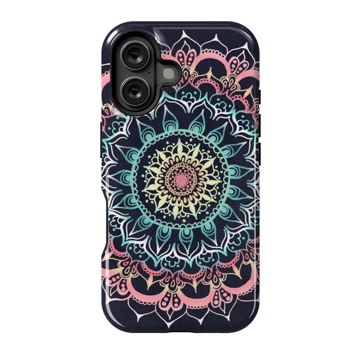 iPhone 16 StrongFit Glow Mandala on Navy by Tangerine-Tane