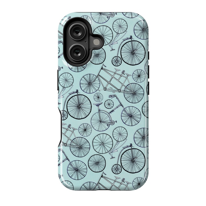 iPhone 16 StrongFit Vintage Bicycles on Blue  by Tigatiga