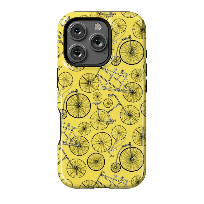 iPhone 16 Pro StrongFit Vintage Bicycles on Yellow  by Tigatiga