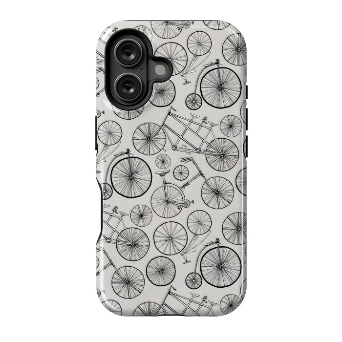 iPhone 16 StrongFit Vintage Bicycles on Grey  by Tigatiga