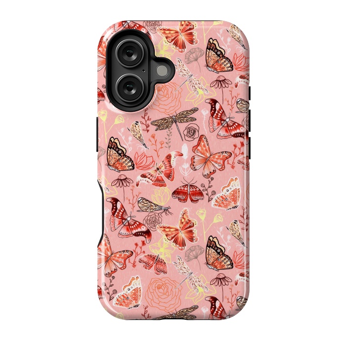 iPhone 16 StrongFit Warm Butterflies, Dragonflies and Moths  by Tigatiga