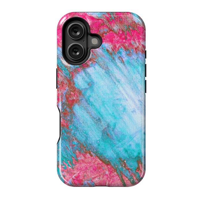 iPhone 16 StrongFit Pink & Aqua Marbling Storm  by Tigatiga