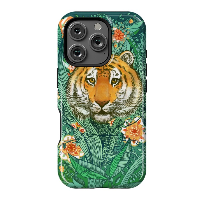 iPhone 16 Pro StrongFit Tiger Tangle in Color by Micklyn Le Feuvre