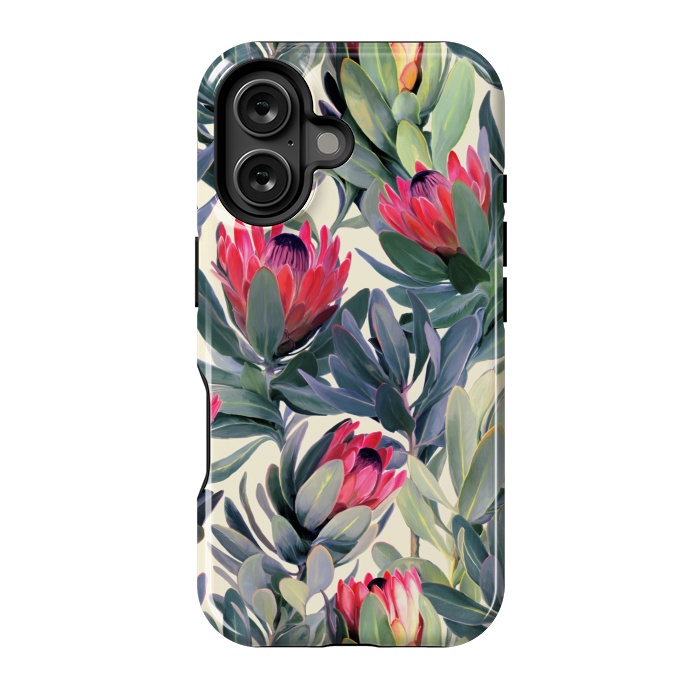 iPhone 16 StrongFit Painted Protea Pattern by Micklyn Le Feuvre