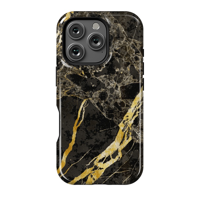 iPhone 16 Pro StrongFit Grey gold elegant marble by Oana 