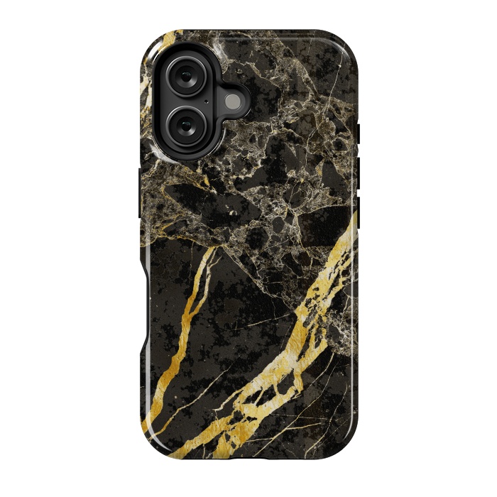 iPhone 16 StrongFit Grey gold elegant marble by Oana 