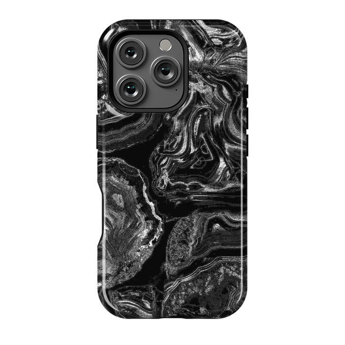 iPhone 16 Pro StrongFit Black liquid marble by Oana 