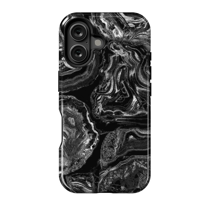 iPhone 16 StrongFit Black liquid marble by Oana 