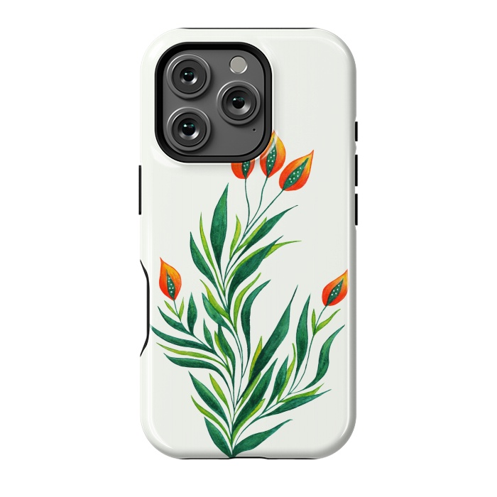 iPhone 16 Pro StrongFit Green Plant With Orange Buds by Boriana Giormova