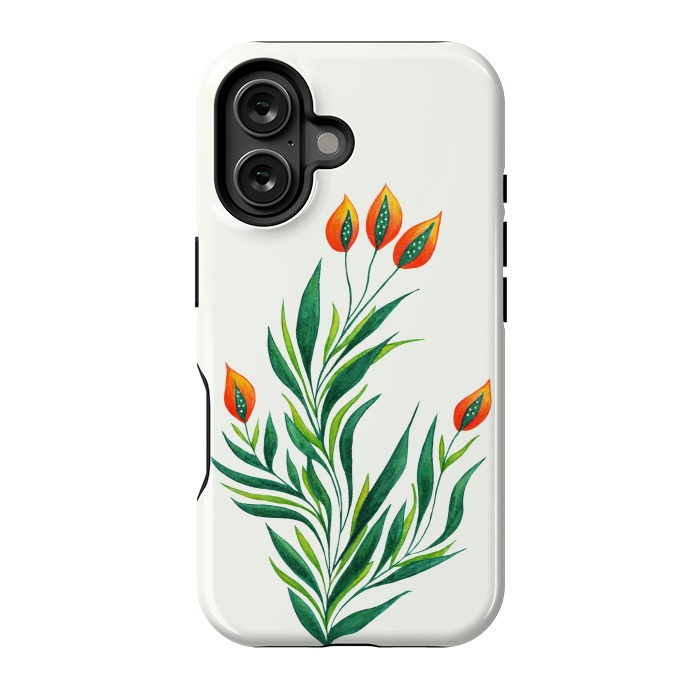 iPhone 16 StrongFit Green Plant With Orange Buds by Boriana Giormova