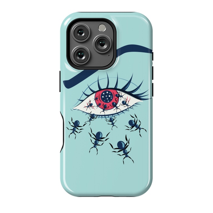 iPhone 16 Pro StrongFit Weird Creepy Red Eye With Crawling Ants by Boriana Giormova