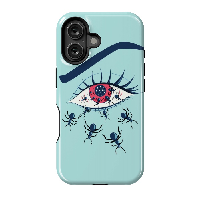 iPhone 16 StrongFit Weird Creepy Red Eye With Crawling Ants by Boriana Giormova