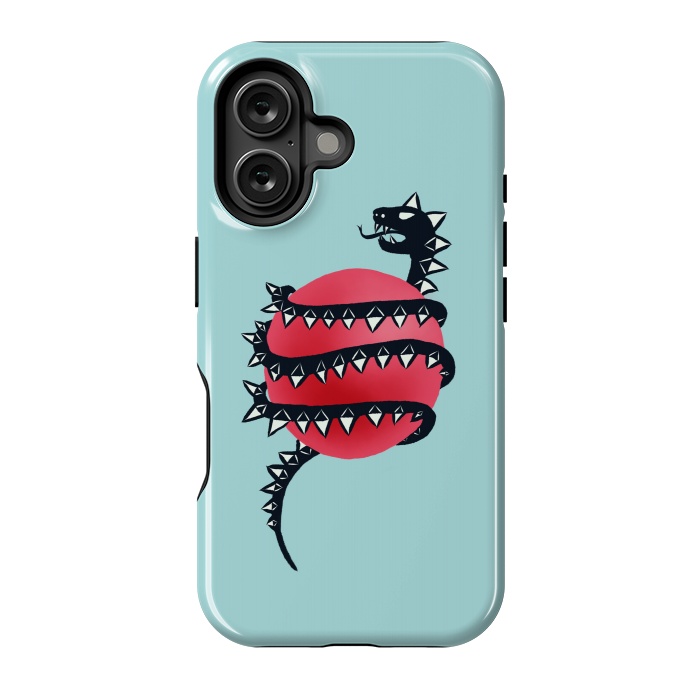 iPhone 16 StrongFit Cool Evil Black Dragon Snake Monster by Boriana Giormova