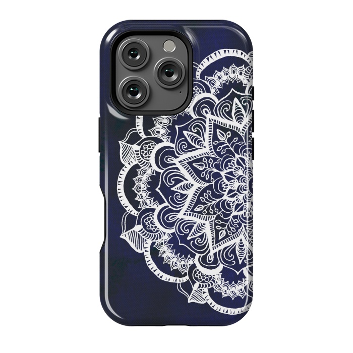 iPhone 16 Pro StrongFit White Feather Mandala by Tangerine-Tane