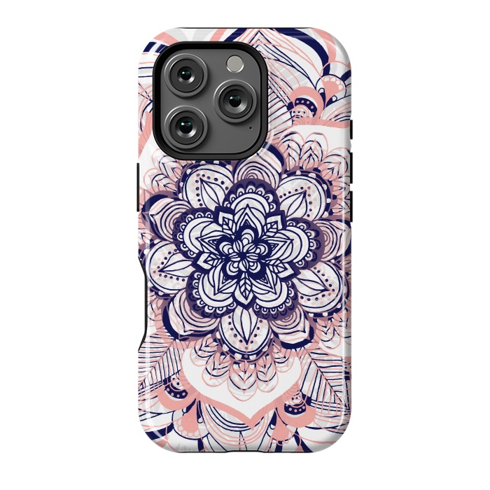 iPhone 16 Pro StrongFit Purple, Blue and Pink Netted Mandala by Tangerine-Tane