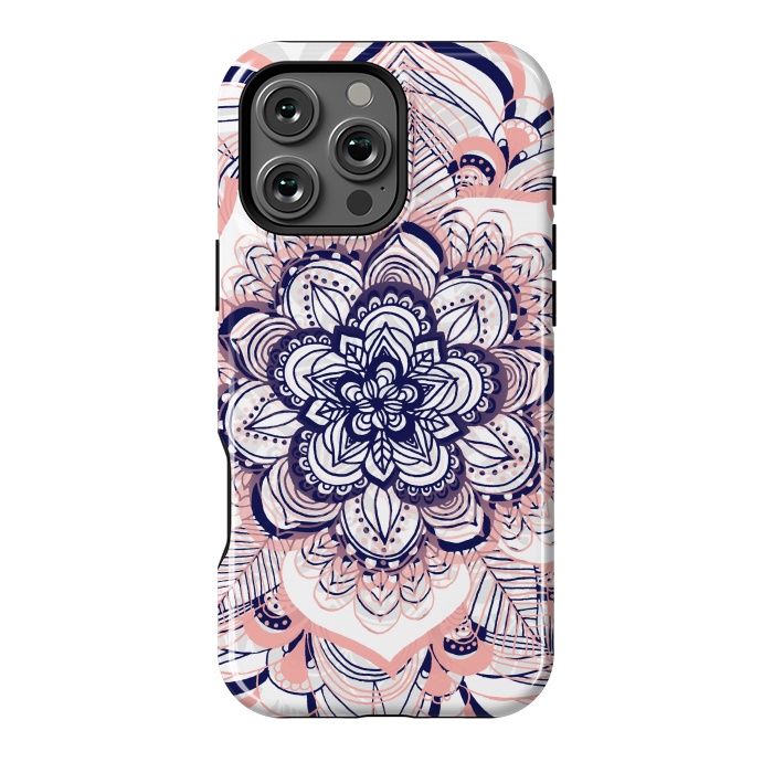 iPhone 16 Pro Max StrongFit Purple, Blue and Pink Netted Mandala by Tangerine-Tane